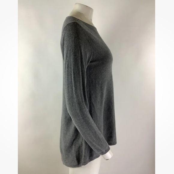 Eileen Fisher Sz S Metallic Thread Tunic Sweater Gray Tencel Organic Cotton - Picture 3 of 6